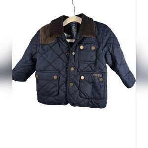 Toddler Polo Ralph Lauren Quilted Jacket 18M Navy Brown Corduroy Collar